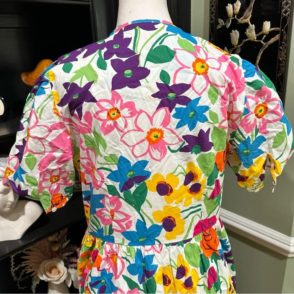 J.Crew Bold Floral Cotton Mini Dress (Size 8) - Picture 11 of 13